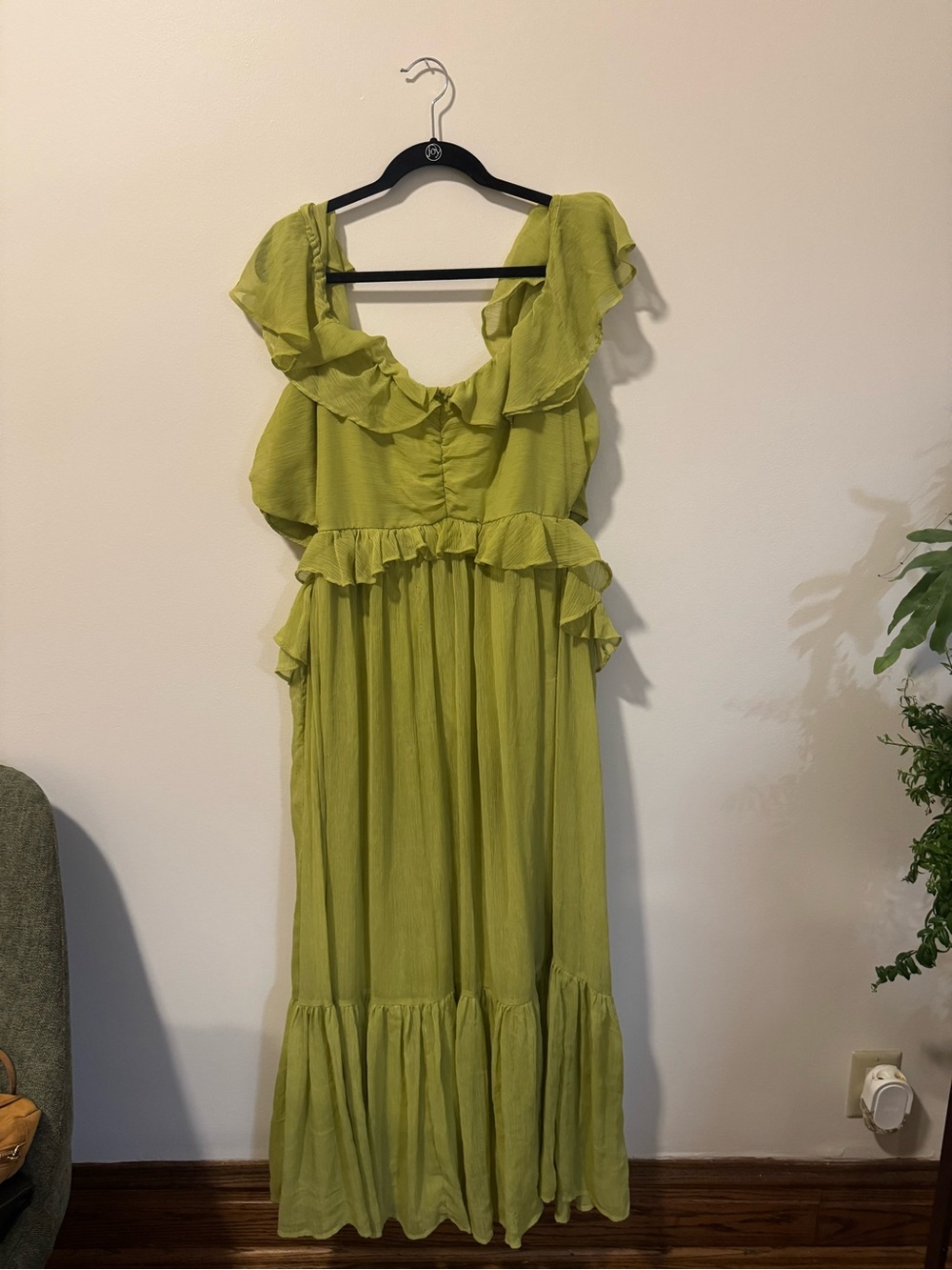 ASOS Curve Lime Green Ruffle Maxi Dress